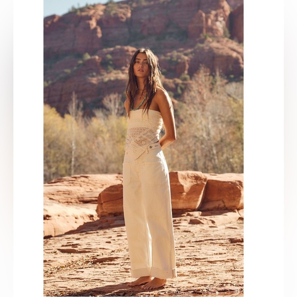 NWT We The Free FP Palmer Cuffed Jeans | Eggshell - Picture 7 of 15